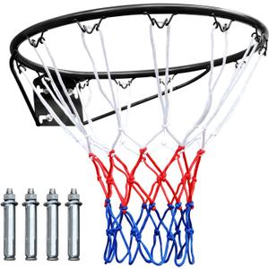 MIUDGIG 18" Basketball Rim Replacement, Heavy Duty Breakaway Rim and Net, Universal Professional Solid Steel Backboard Rims Fits In-Ground and Wall-Mounted Basketball Hoops, Indoor/Outdoor