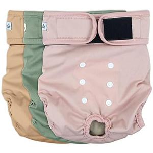 Grecle Washable Female Dog Diapers - Premium Reusable Diapers for Doggie in Heat - Highly Absorbent Dog Diapers Female for Pet Incontinence with Adjustable Snaps (Morandi, M)