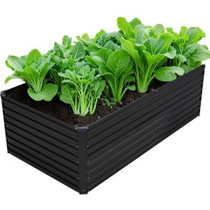 DIIYIV Galvanized Raised Garden Bed Kit Outdoor Patio,6x3x2ft Large Rectangular Metal Planter Boxes,Deep Root Box Planter for Gardening,Vegetables,Flowers,Herbs-Black