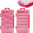 Small Flat Storage Parts Organizer, 2Pcs Red Portable Transparent Plastic Small Parts Tool Box with Removable Dividers, Screwdriver Bit Cases Storage(2 Pieces)