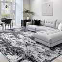 RELEANY Washable Area Rugs 8'x10' Non-Slip Modern Abstract Soft for Living Room Entryway Bedroom Nursery, Print Pattern, Black Navy Blue Gray