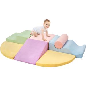 QUCHI Climbing Toys for Toddlers, Toddler Climbing Toys Indoor, 7-Piece Soft Foam Climbing Blocks Set, Toddler Playtime Corner Climber Indoor Foam Play Gym for Climbing Crawling and Sliding (Purple)