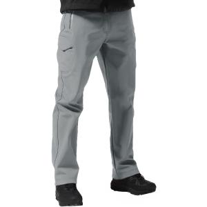 FREE SOLDIER Men's Outdoor Softshell Fleece Lined Cargo Pants Snow Ski Hiking Pants with Belt (32W x 30L, Glacier Gray)