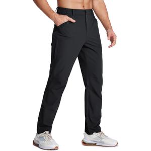 MAGCOMSEN Men's Lightweight Hiking Pants with 4 Pockets Water Resistant Quick Dry Fishing Travel Work Outddoor Pants (Black)