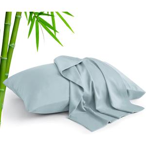 BEDELITE Pillow Cases Standard Size Set of 2, Rayon Derived from Bamboo, Cooling Pillow Cases for Hot Sleepers & Night Sweats, Breathable and Silky Soft Envelope Pillowcases(Haze Blue, 20"x26")