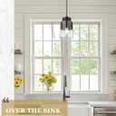 Black Pendant Lights Kitchen Island, Dual Shade Hanging Lights Fixtures with Metal and Clear Glass, Modern Kitchen Pendant Lighting Over Island for Dining Room, AD-24022-1P-BK