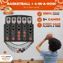 Swooc Games - Low Post Lineup | Wall Mounted Giant Basketball 4 In A Row w/ 5+ Games | Basketball Hoop For Room Wall Games | Game Room Games | Mini Basketball Hoop Indoor Connect | Four In A Row Game