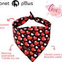Lionet Paws Valentine's 2pcs Dog Bandanas, Black Heart & Colorful Heart Dog Scarf Bib Premium Fabric, Happy Valentine Love Bandanas for Medium Large Dogs Pets