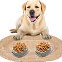 Tinideya Braided Jute Dog Bowl Mat 31 x 20 Inch Pet Food Rustic Mat Natural Cat Placemats for Food and Water Dish Oval Rug Non Toxic Feeding Mats for Pet Bowl or Farmhouse Decor