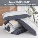 Litanika Comforter Set Queen Size Blue Yellow - 3 Pieces Lightweight Blue Yellow White Colorblock Stripe Fluffy Bedding Comforter Sets, All Season Bed Set