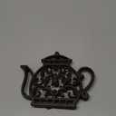 Cast Iron Trivets for Hot Dishes, Rustproof Tea Pot Black Trivet, Decorative Cast Iron Trivet for Kitchen Or Dining Table with Rubber Pegs/Feet - Brown