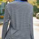 Gardenwed Long Sleeve Shirts for Women Striped Crewneck Loose Fit Basic Tops 2025 Fall T-Shirt (Blue, M)
