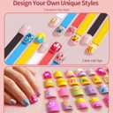 Nail Art Pens Set, DIY Kids Nail Art Kits with Nail Accessories 3D Press-On Nail, Clear Fake Nail Tips, DIY Sticker Nail Drawing Painting Pen for Salon Toys Gifts Toys for Girls (Pink)