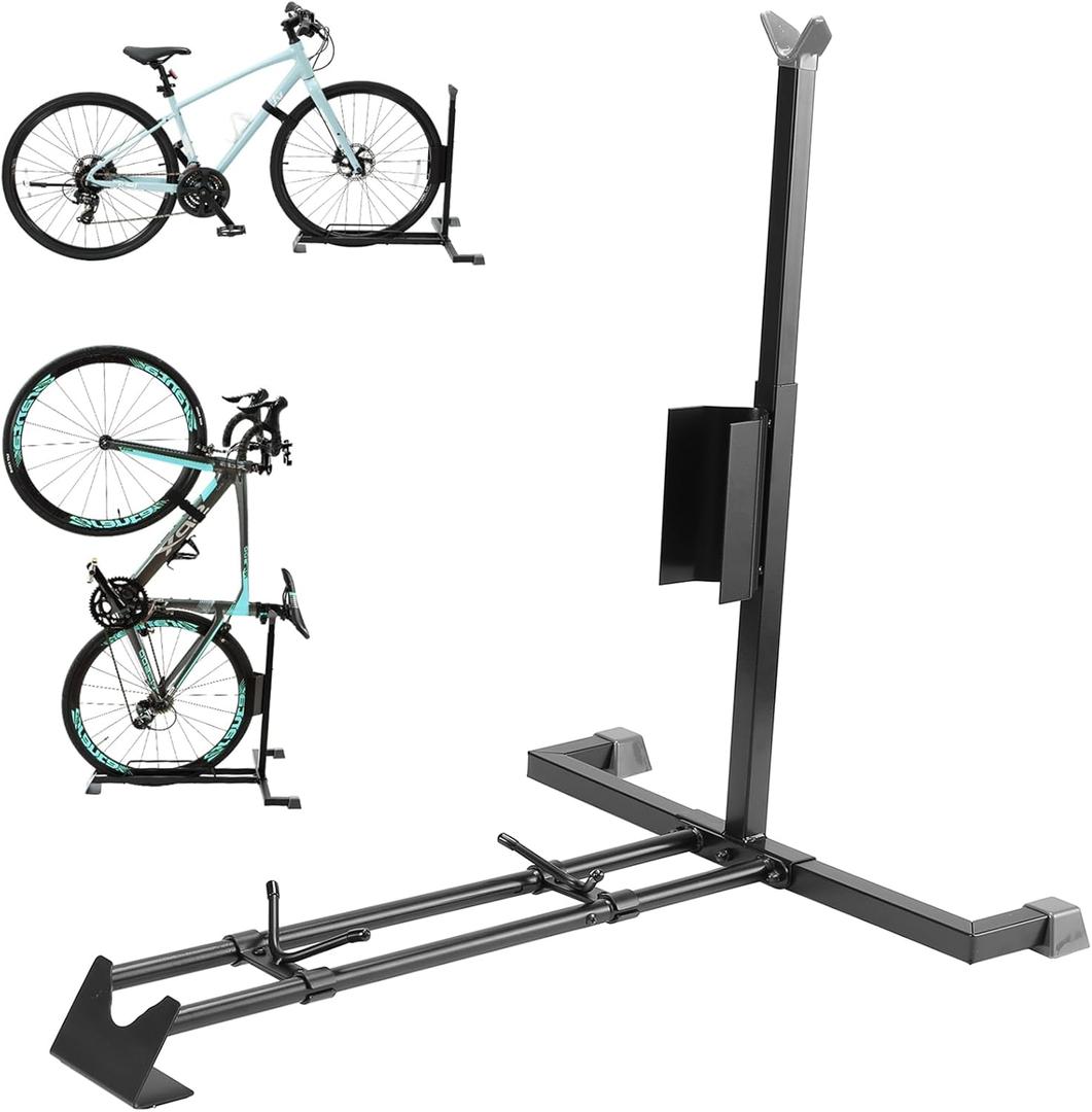 Bike Stand for Vertical Bike Storage,Upright Bicycle Stand Indoor,Standing Bike Rack for Garage Floor,Suit for MTB,Road Bike,Woman Bike and E-bike. (1 pack)