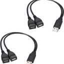 USB 2.0 Adapter, Dual USB Female Jack Y Splitter Charger Cable (2 Pack) for Laptop/Tablet/Smartphone Data Transmission/Charging