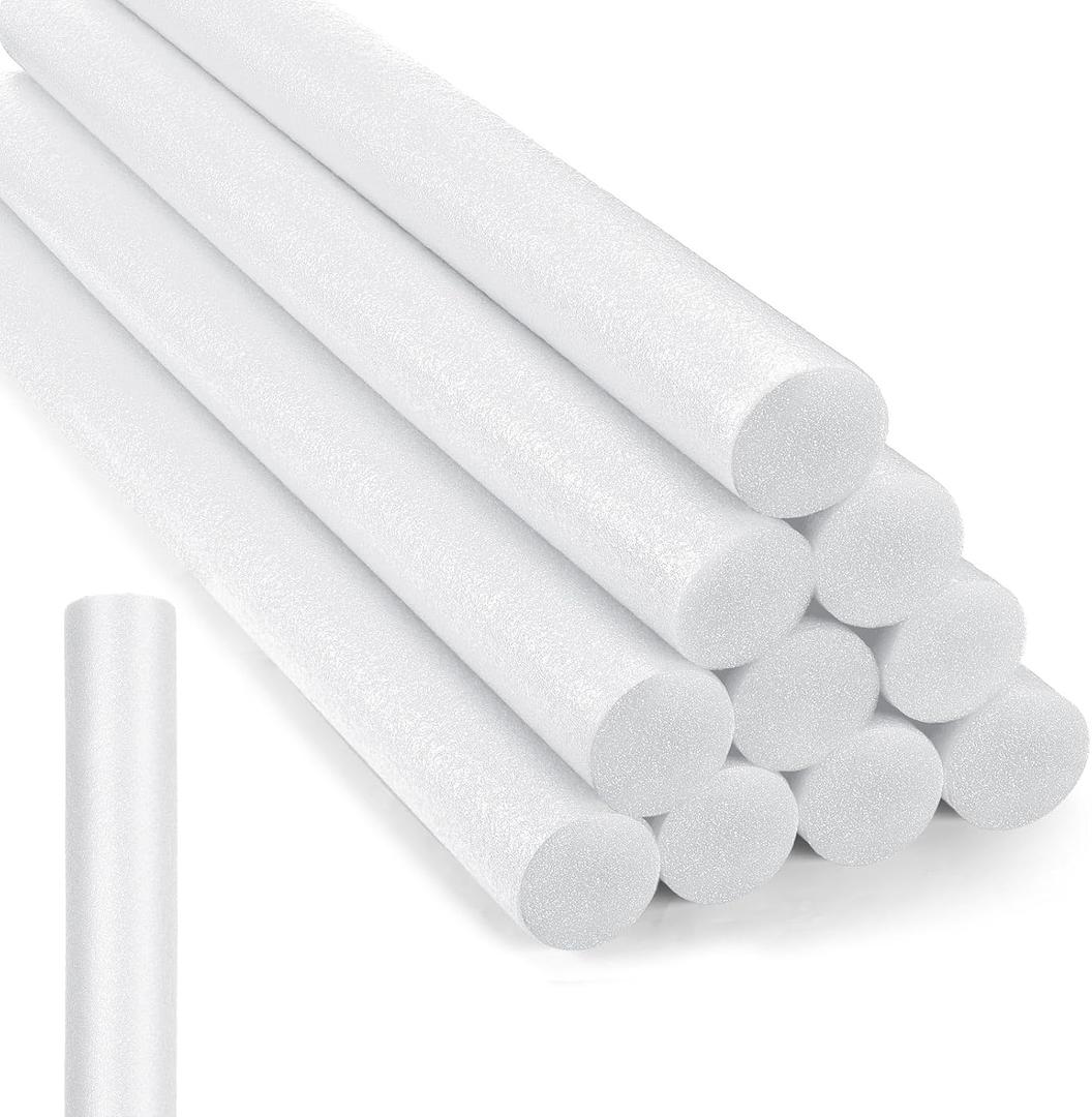 Kathfly 12 Pcs Floating Pool Noodles Foam Tube 1.5 x 35 Inches Floating Foam Tube Round Solid Noodle for Adults Swimming Craft Project(White), approx. 1.5 x 35"