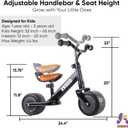 KRIDDO 1-2 Year Old Balance Bike, Mini Cruiser for First Birthday, Black