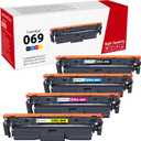 069 069H Toner Cartridge 4 Pack (Black, Cyan,Magenta, Yellow) MF753Cdw 069 Toner Cartridge Set Replacement for Canon mf753cdw Toner for imageCLASS MF751Cdw MF753Cdw LBP674Cdw Printer
