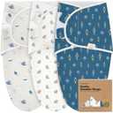 3-Pack Organic Baby Swaddle Sleep Sacks - Swaddles for Newborns, Infant 0-3 Months, Baby Girls, Boys, Soft & Snug Newborn Sleep Sack, Nursery Swaddling Blankets (Cosmo) (One Size)