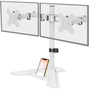 MOUNT PRO Dual Monitor Stand, Free-Standing Full Motion Monitor Desk Mount Fits 2 Screens up to 27 inches,17.6lbs with Height Adjustable, Swivel, Tilt, Rotation, VESA 75x75 100x100,White