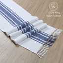 Table Runner 90 Inches Long 100% Cotton - Farmhouse Table Runners for Everyday Use Weddings Parties BBQ's Holidays - 14x90 Inch Rustic Vintage Dining Table Runner Blue
