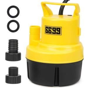 Submersible Sump Pump 1/3 HP 1800GPH Utility Pump Thermoplastic Electric Portable Transfer Water Pump with 10-Foot Cord for Pool Tub Garden Pond Draining Tankless Heater Flushing