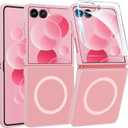 FNTCASE for Samsung-Galaxy Z-Flip-7 Magnetic Case:Translucent Matte Textured Military Grade Drop Protection Phone Cover - Durable Rugged Shockproof Protective Bumper Cases (Pink)