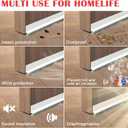 Door Sweep for Bottom of Door, 39.2" L Integrated Design with Brush, Self Adhesive Under Door Draft Stopper for Bottom of Door, Door Seal Dust/Noise/Hot or Cold Air Insulation, White 2" W