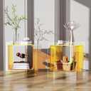 Acrylic Nightstand Colorful Bedside Table with Open Storage Shelf,Clear Side Table for Living Room (1, Yellow)