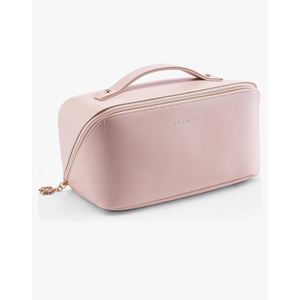 Vlando Makeup Bag,Large Capacity Travel Toiletry Bag,Cosmetic Bags for Women PU Leather Waterproof Portable Pouch with Divider & Handle-Pink