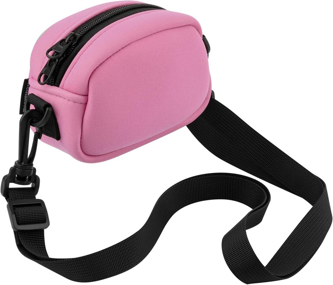 Homakover Camera Case Adjustable Crossbody Bag For Seckton/for Rindol/for Dylanto/for Desuccus/Sony DSCW800/DSCW830 and More Digital Camera, Waterproof Storage Extra Pocket Fits Accessories (Pink)