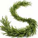 1PCS 6FT Christmas Norfolk Garland Decorations, Faux Pine Garland Outdoor, Artificial Unlit Green Garlands, Christmas Mantel Decoration Indoor, Thick Greenery Xmas Decor in The Winter