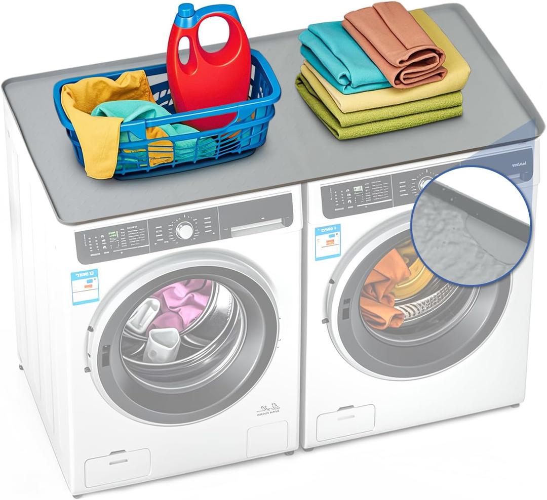 Washer and Dryer Covers for the Top, 51.2" x 25.6" Washer Dryer Countertop, Large Non-slip Waterproof Washer Dryer Top Protector, Dust-Proof Washer and Dryer Topper for Laundry & Kitchen