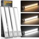 Under Cabinet Lights,76 LED Operated Motion Sensor Light Indoor,1500mAh USB Rechargeable Closet Lights, 4 Pack Magnetic Dimmable Closet LightsWireless Under Counter Lights for Kitchen, Stairs (9.5inch - 4pack)
