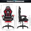 Gaming Chair Massage with LED RGB Lights and Footrest Ergonomic Computer Gaming Chair with High Back Video Game Chair with Adjustable Lumbar Support Red and Black
