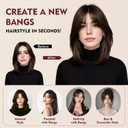 TESS Human Hair Toppers for Women, Hair Toppers for Women Real Human Hair,Clip in Bangs,Invisible 3D 360Full Cover Middle Part Side Bangs 2.8"*4.3"Lace Base 11 inches 14g #1B Natural Black