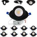 Adetu 6 inch 5CCT Gimbal Black Led Recessed Lights, 360+90 Adjustable Directional Recessed Lighting, 2700K/3000K/3500K/4000K/5000K Dimmable Eyeball Canless Downlight with Jbox, ETL(Black,8 Pack)