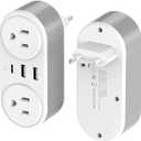 2 Pack European Travel Plug Adapter with USB C, CHUAFIUR International Power Adapter for Italy Spain France Germany, American to European Travel Must Haves - to Most Europe EU (Type C)