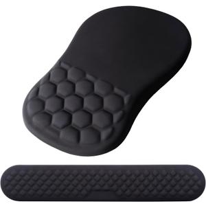 Mouse Pad Wrist Support, Laokiiy 2 in1 Keyboard Wrist Rest+ Ergonomic Mouse Pad, Non-Slip Wrist Rest for Computer Keyboard, Made Easy Typing & Relieve Wrist PainBlack
