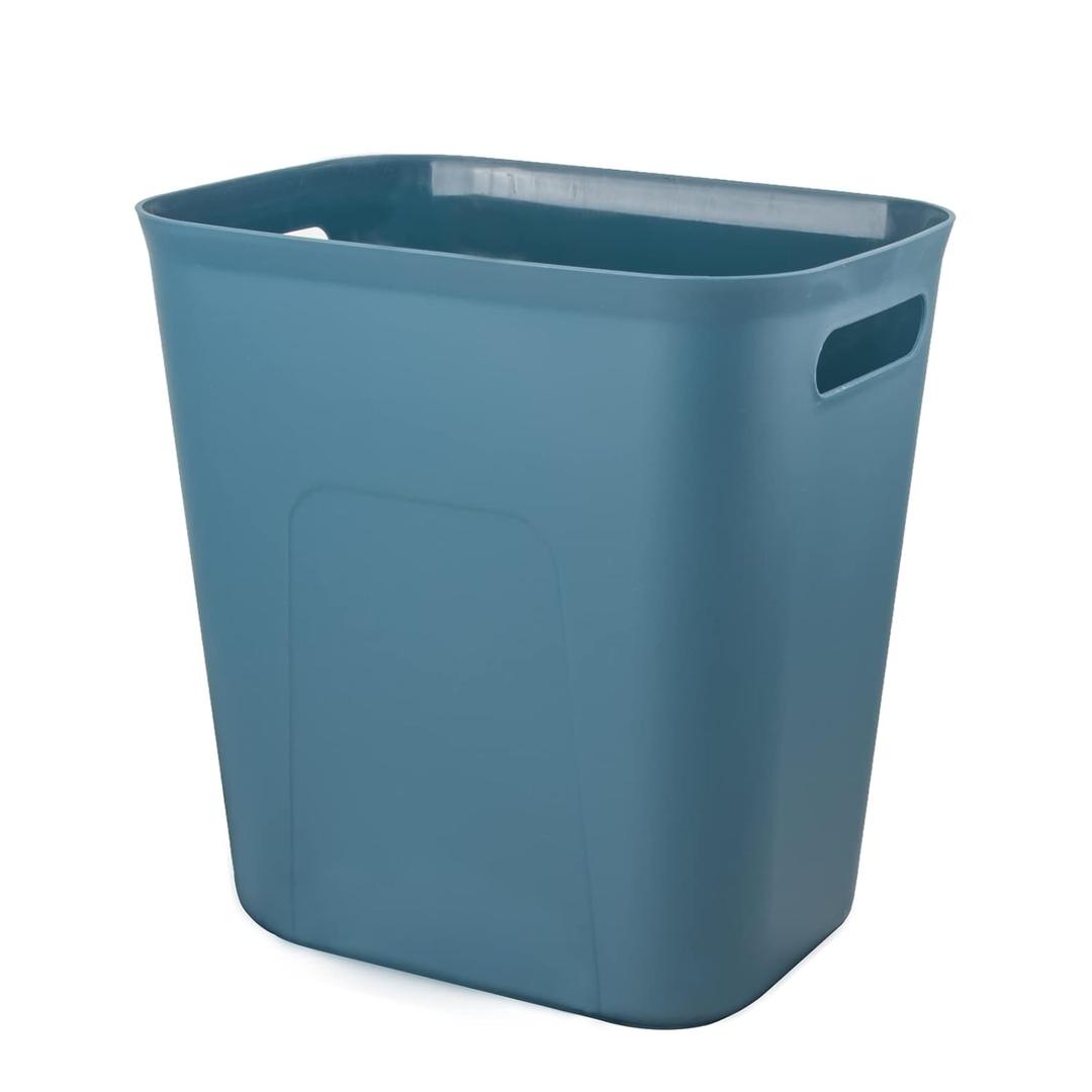 UUJOLY Plastic Small Trash Can Wastebasket, Garbage Container Basket for Bathrooms, Laundry Room, Kitchens, Offices, Kids Rooms, Dorms, 3.5 Gallon, Blue Green