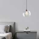 Mikeru Glass Globe Pendant Light Single, 9.85 Inch Clear Bubble Glass Hanging Lamp, Mid Century Modern Pendant Lighting for Kitchen Island Dining Room Bedroom (Bulb Not Included)