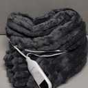 Bedsure Heated Blanket Electric Throw - Thick Striped Flannel Electric Blanket, Heating with 4 Time Settings, 6 Heat Settings, and 3-Hour Timer Auto Shut Off, Gift for Grandma (50x60 inches, Grey)