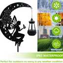 6 x Solar Fairy Garden Outdoor Stake Holding Solar Lantern Outdoor Decor Metal Large Fairy Sitting Moon Silhouette Stakes for Garden Lawn Patio or Courtyard