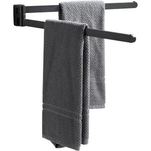 BGL Swivel Towel Rack Black Swivel Towel bar Movable Double Towel Rails Black for Bathroom