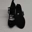 AOQUNFS Latin Salsa Dance Shoes Lace-up Open Toe Ballroom Dance Heel Boots Women (9, Black)