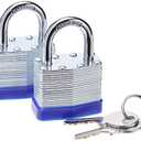Pack of 2 Fu Volante Laminated Steel Key Lock, 1-9/16 in. Wide Body, 2 Padlocks Keyed Alike