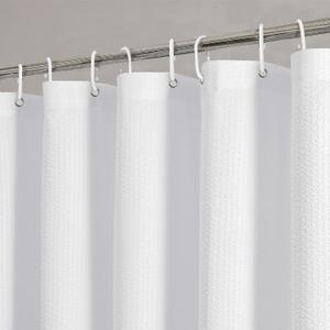 OVZME Berry White Shower Curtain Set, Embossed Textured Fabric Bathroom Curtain for Bathroom - Soft Cloth & Hotel Spa, Water Resistance, Machine Washable Shower Curtain with 12 Hooks, 72X72, White