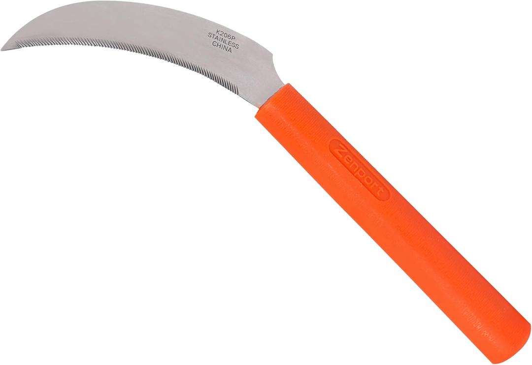 Zenport K206P Stainless Steel Sickle, A+ Grade, Plastic Handle, 4.3-Inch Blade , Orange