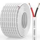 CONEPY 14 Gauge Marine Wire, 14/2 Duplex Marine Grade Cable, IP68 Waterproof/Oxygen-Free Tinned Copper Stranded PVC 14 AWG Wire for Boat, Automotive, RV, Solar, LED Strips (50FT)