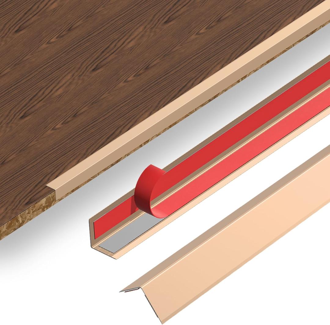 2pcs 48" Gold Metal Corner Protectors, Aluminum Self Adhesive Corner Guards, Metal Wall Edge Protector Strip, Furniture Corner Protectors, Edge Trim for Cabinets and Kitchen Islands(0.8"x0.8")